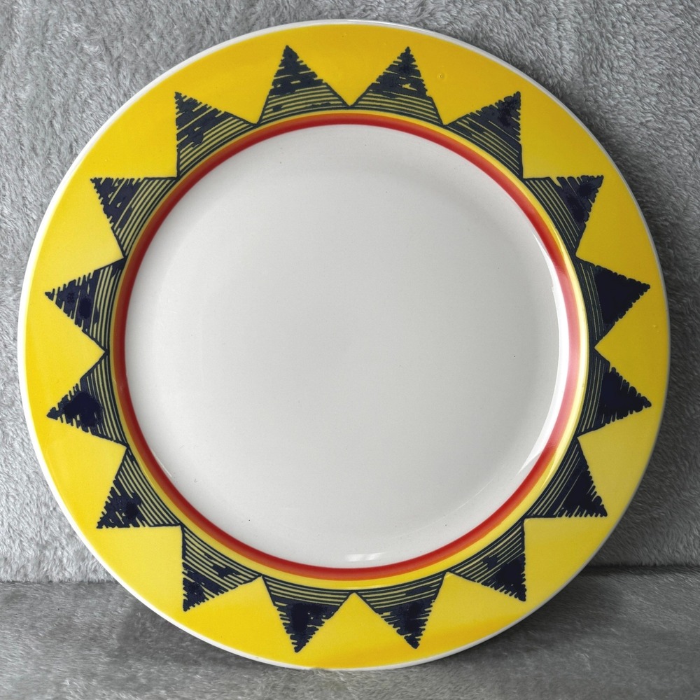 Homer Laughlin Sunburst Salerno Dinner Plate Platter Yellow Geometric USA